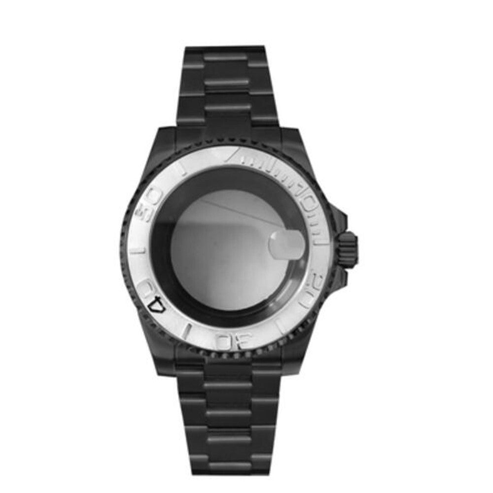 PVD Black SUB Watch Case+Strap 40mm Sapphire Glass 5ATM Waterproof for NH35/NH36