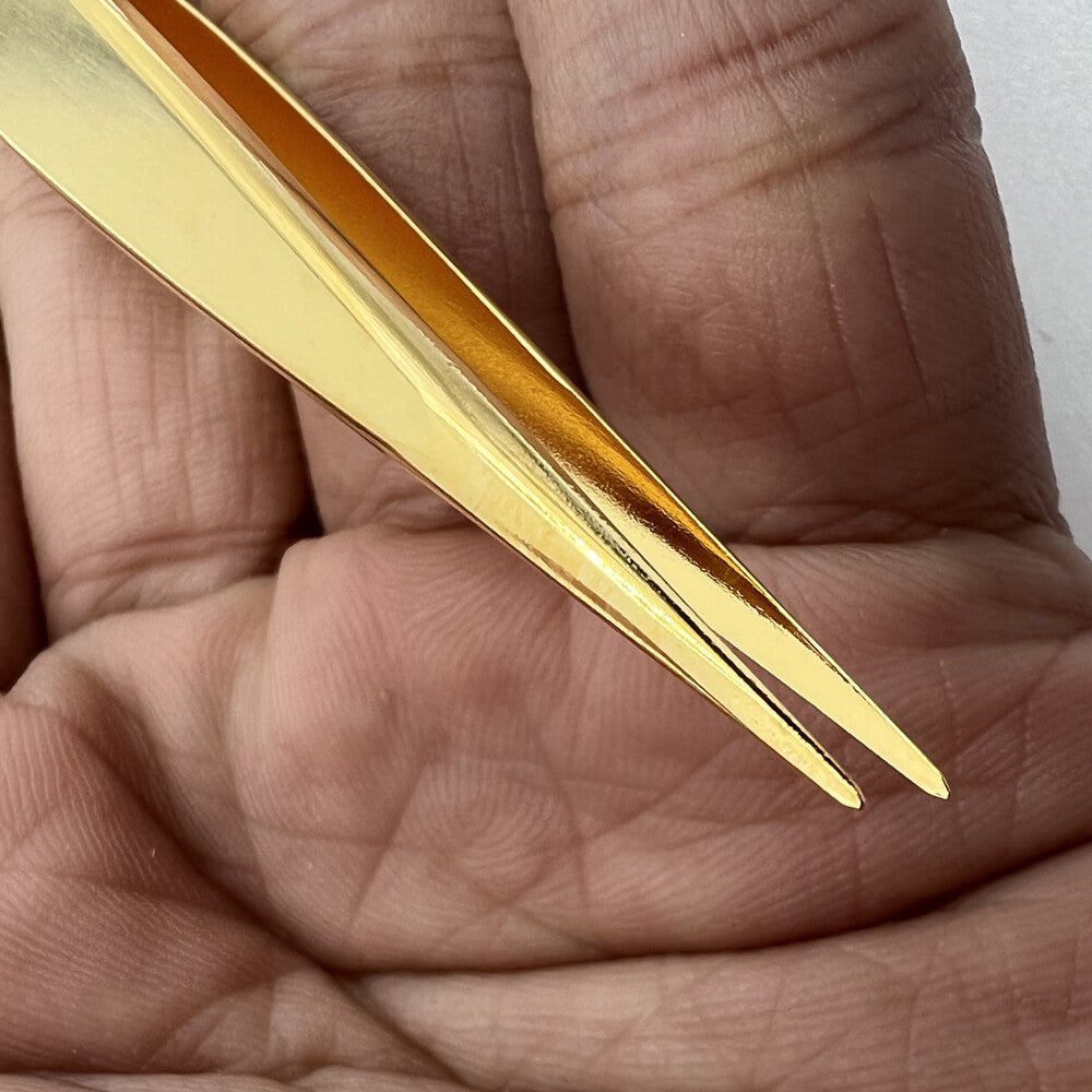 Bergeon 7029-2AM-GF gold plated antimagnetic brass tweezers for precise watch accessory handling