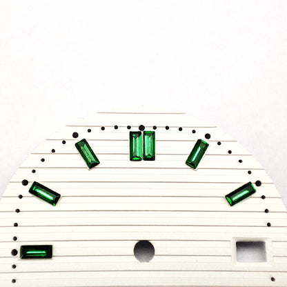 Green imitation gemstone nail on white watch dial, 29.8mm size, compatible with NH35 movement.
