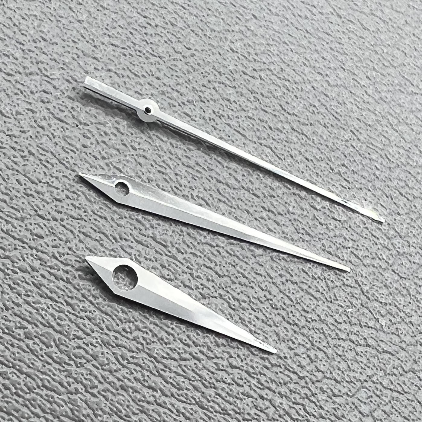 Set of 3 silver watch hands for ETA2836, 2824, 2892A2 series, perfect for precise replacements.