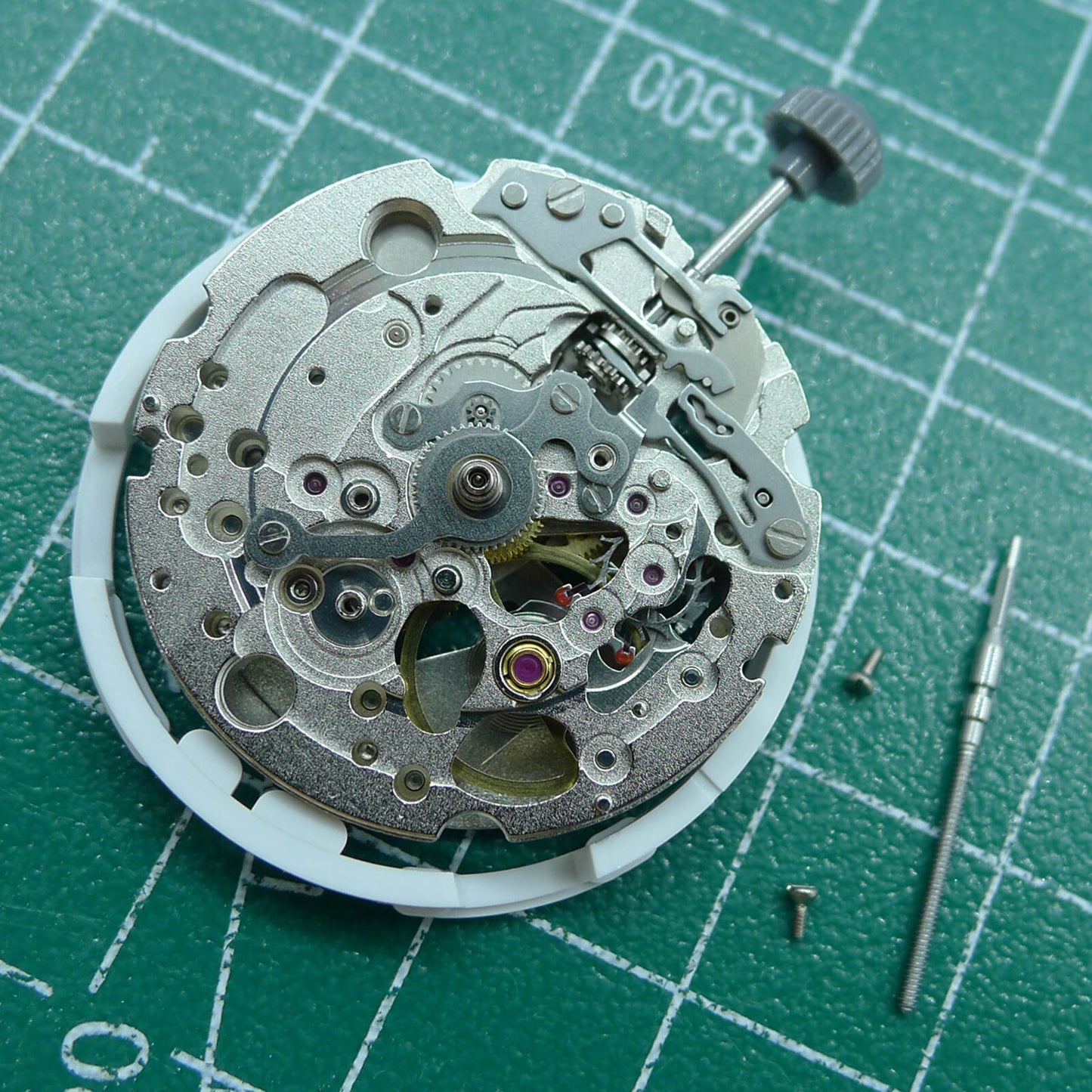 Japan Miyota 82S0 silver plated hollow automatic mechanical watch movement for precise timekeeping.