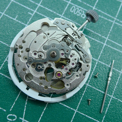 Japan Miyota 82S0 silver plated hollow automatic mechanical watch movement for precise timekeeping.