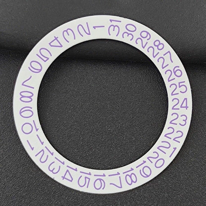 Purple date wheel overlay for NH35 NH36 watch movement, enhancing dial clarity and style.