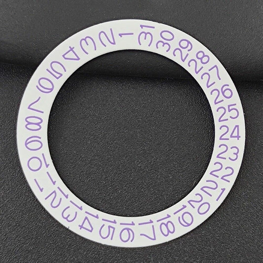 Purple date wheel overlay for NH35 NH36 watch movement, enhancing dial clarity and style.