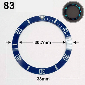 38mm Ceramic Slope Blue Ring Silver Font Blue Luminous Watch Bezel Watch Part