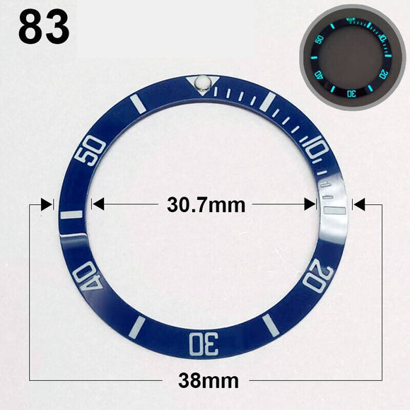 38mm Ceramic Slope Blue Ring Silver Font Blue Luminous Watch Bezel Watch Part