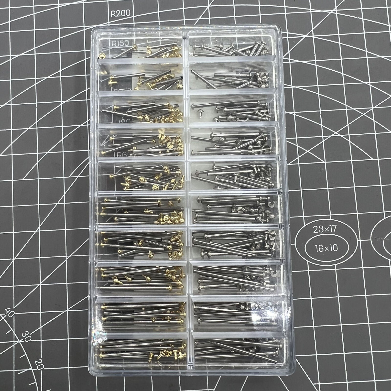 200PCS watch strap screws and link pins kit, assorted sizes 10-28mm for band repairs.