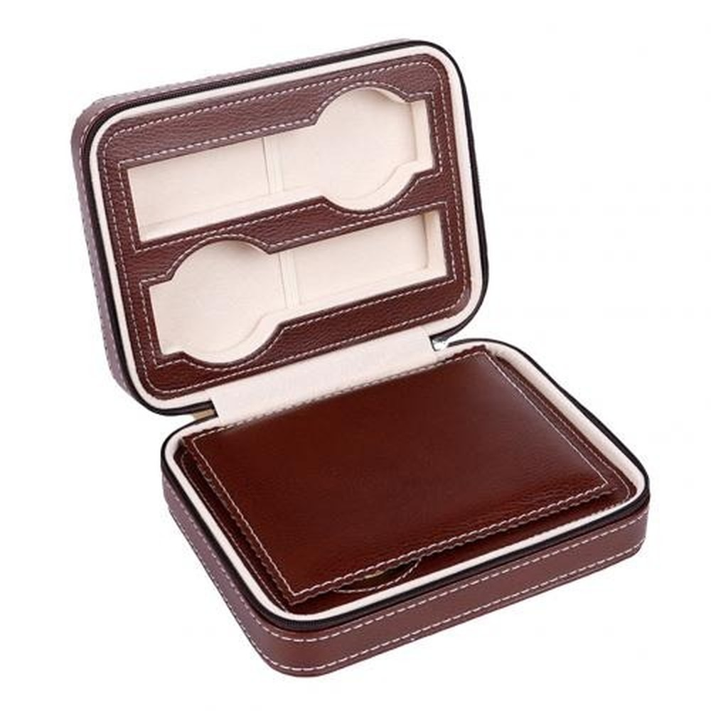 2/4/8 Grids Portable Watch Box Case Organizer PU Leather Zipper Watch Display