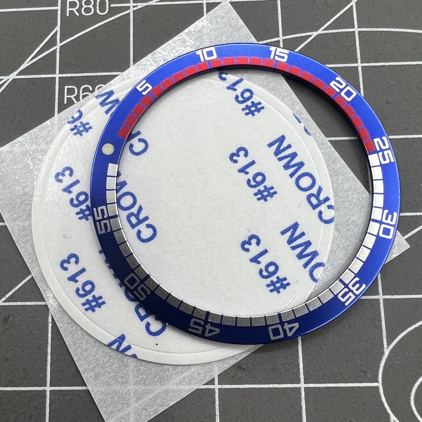 Lunette de montre plate bleue de type course 38 mm/31,5 mm en aluminium SKX007