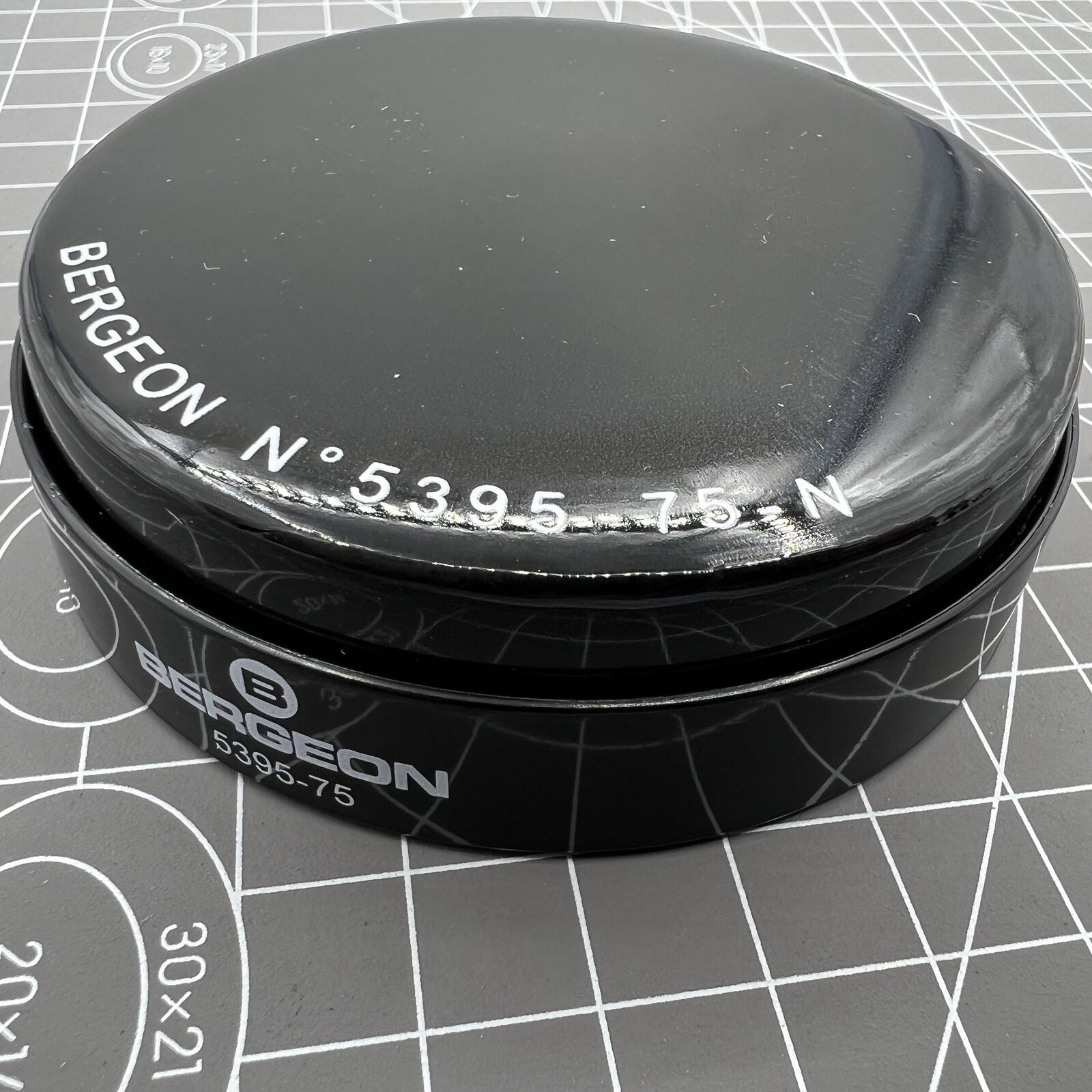 Swiss Made Bergeon 5395-75-N black gel watch case cushion, 75mm, protective accessory for watch repairs.