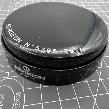 Swiss Made Bergeon 5395-75-N black gel watch case cushion, 75mm, protective accessory for watch repairs.