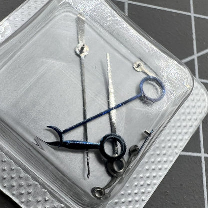 Blue polished watch hands for ETA 7750 and 7751 movements, precision fit.