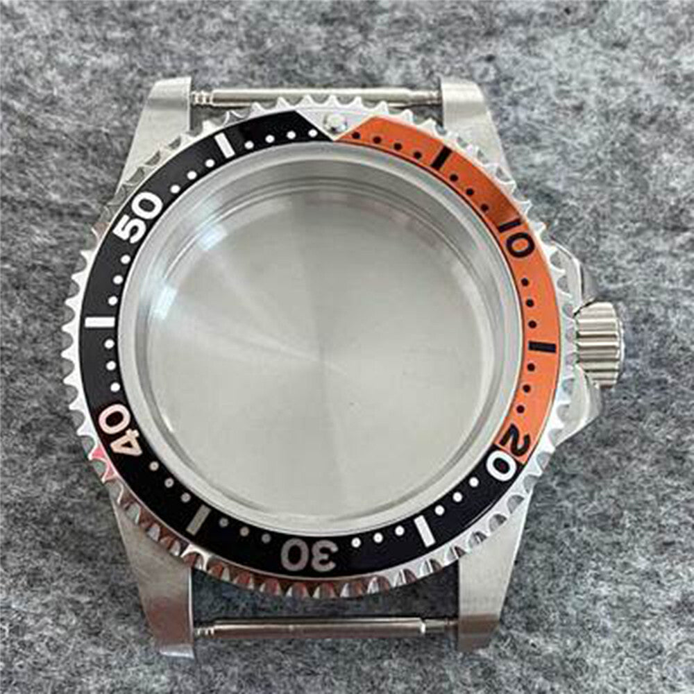 Waterproof watch case 39.5mm with stainless steel frame and sapphire glass, fits NH35/36 movements, brand matched.
