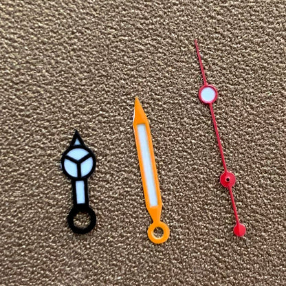 Blue luminous watch hands set for NH35 NH36 movement featuring lightning-style second hand.