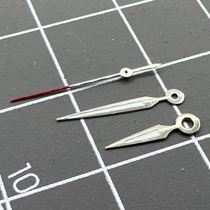 Luminous arrow-shaped watch hands by P1-H2-C1 for Miyota 2035 quartz movement, offering clear visibility and sleek design.
