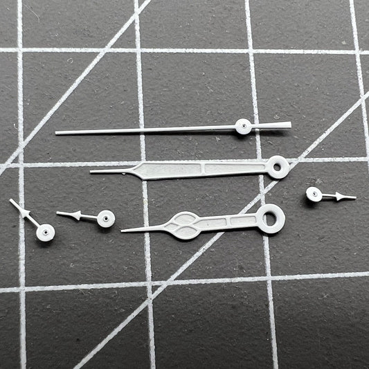 16mm green luminous watch hands with white trim, designed for Miyota OS10 OS20 OS60 OS80, precision.