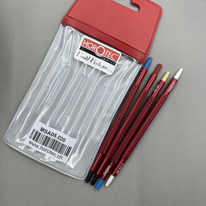 Set von 4 Swiss Horotec Handwerkzeugen MSA05.020 zum pr�zisen Einstellen von Uhrenkomponenten