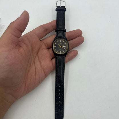 33mm Shanghai Factory manual mechanical watch with double calendar, black dial, classic design for daily wear.