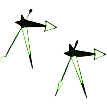Green luminous watch hands set by MYT for ETA 2824/2836 movements, enhancing visibility and style.