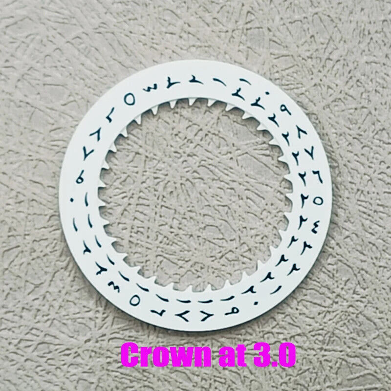 Arabic date disk wheel for Seiko NH35 watch movement, precise automatic replacement part enhancing timekeeping accuracy.