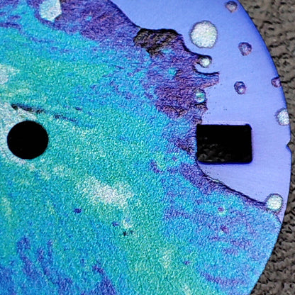 No lume blue oil painting leaf pattern watch dial compatible with NH35 movement, stylish design.