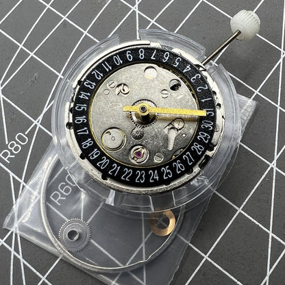 GMT Mechanical Movement Black Day Date Calendar at 6 For 2813
