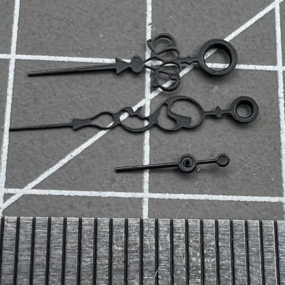 Black floral watch hands designed for Seagull ST3600/ST3621 and ETA6497/6498 movements, stylish replacement accessory.