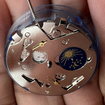 Asian Tianjin Seagull watch accessory showcasing ST6 3 Hands Moon Phase@6 automatic mechanical movement detail.