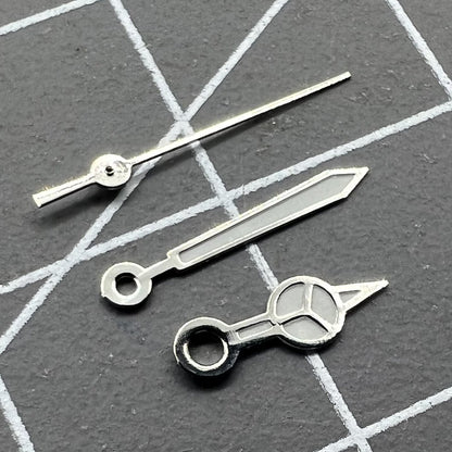 Set of 2 luminous watch hands for Miyota 2035 movement, enhancing visibility and style.