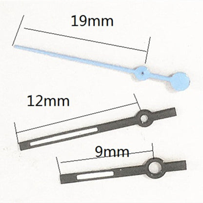 Aiguilles de montre noires bleu ciel de 12 mm pour mouvement à quartz Miyota 7T35
