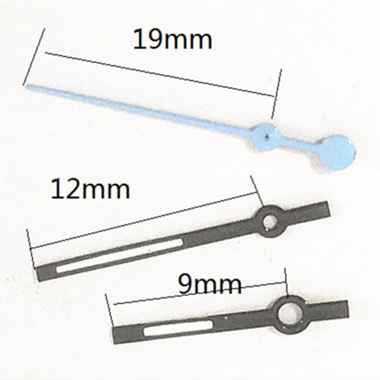 Aiguilles de montre noires bleu ciel de 12 mm pour mouvement à quartz Miyota 7T35