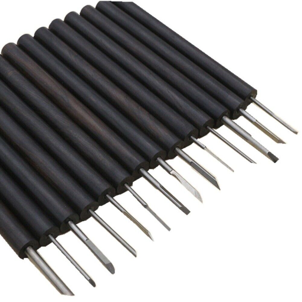 14pcs steel chisel set, ideal for miniature carving and woodworking precision tasks.
