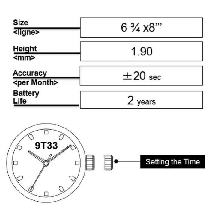 Miyota 9T33 Japan Quartz Movement