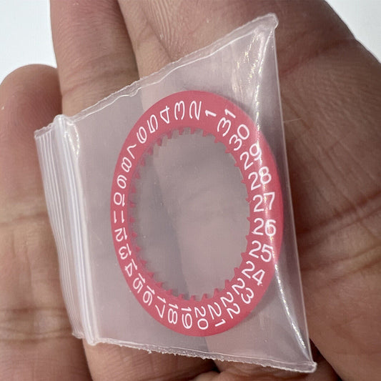 White font red date disk wheel for NH36 NH35 movement, date at 3 o'clock, Crown Position 3.8, watch accessory.