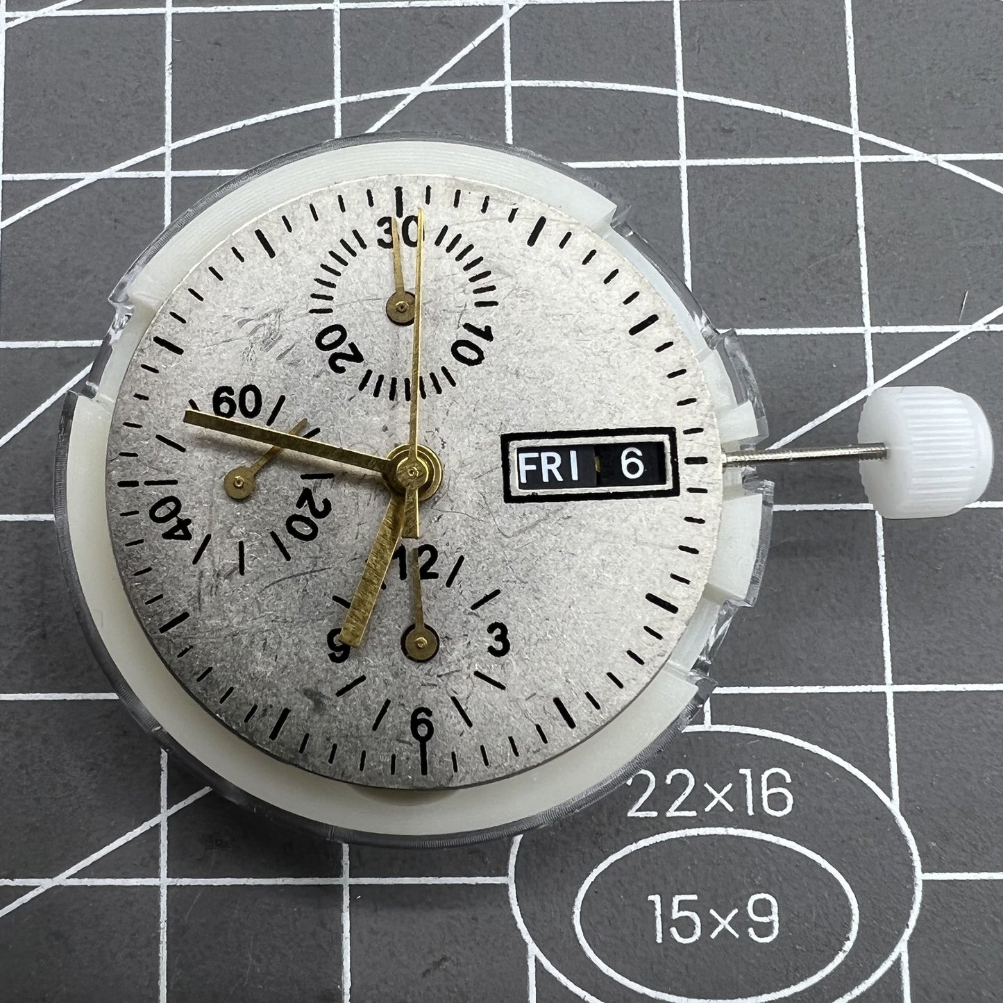 Automatisches mechanisches Uhrwerk Shanghai 7750 mit schwarzem Zifferblatt kleine Sekunde bei 9 Uhr Wochentag Datum