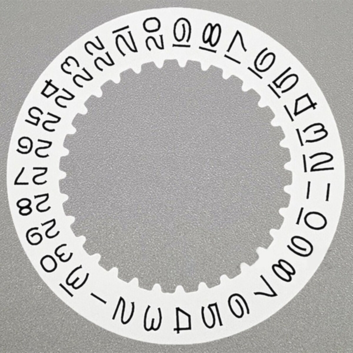 Vintage numeral font white date disk wheel, compatible with 3135 movement, ideal for watch repairs.