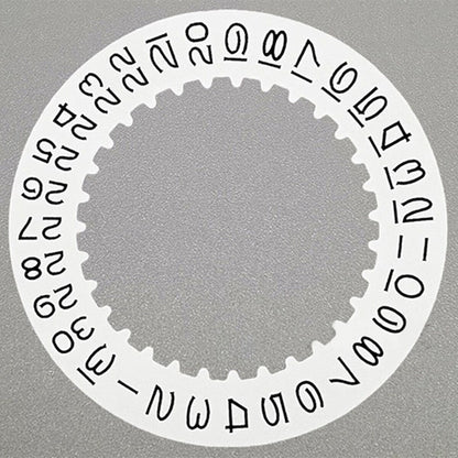 Vintage numeral font white date disk wheel, compatible with 3135 movement, ideal for watch repairs.