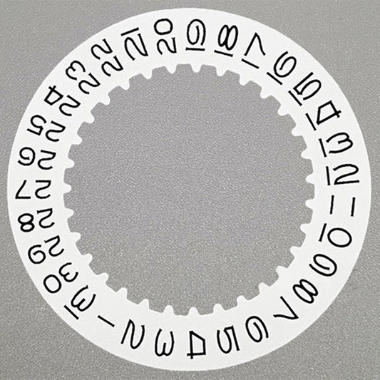 Vintage numeral font white date disk wheel, compatible with 3135 movement, ideal for watch repairs.