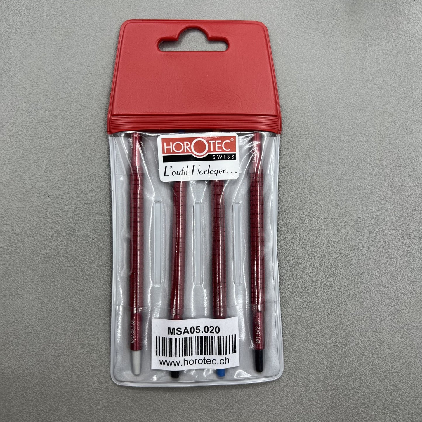 Set von 4 Swiss Horotec Handwerkzeugen MSA05.020 zum pr�zisen Einstellen von Uhrenkomponenten