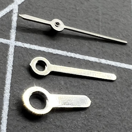 Silver watch hands set by Miyota, compatible with 2035, 2115, 2105, 2305 movements.