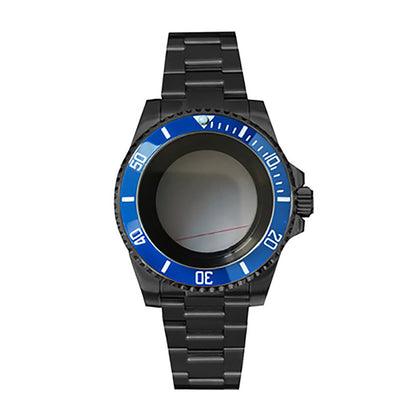 Boîtier de montre 40 mm avec bracelet en acier inoxydable noir PVD et verre saphir pour NH35/NH36 