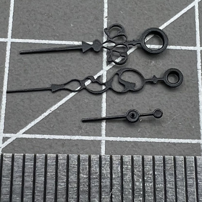 Black floral watch hands compatible with Seagull ST3600/ST3621 and ETA6497/6498 movements, elegant design.