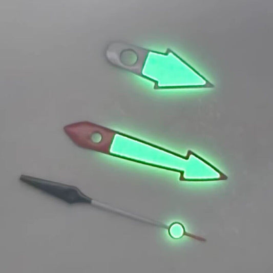 Red+White Trim Arrow Shape Green Luminous Watch Hands Fit for NH35 NH36 Movement