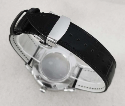 39 mm Edelstahl-Uhrengehäuse mit Schmetterlingsschnalle, Lederarmband für NH35/36