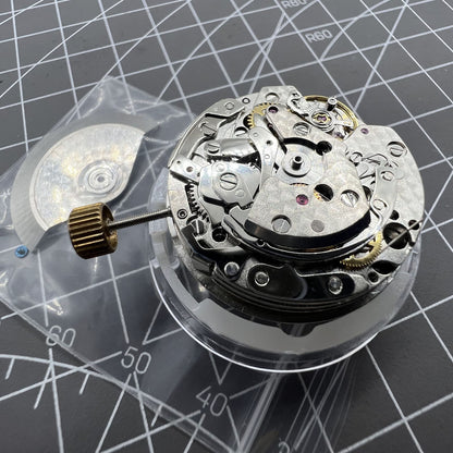 Automatic chronograph watch with ETA 7753 movement and small seconds dial at 6 o?clock.