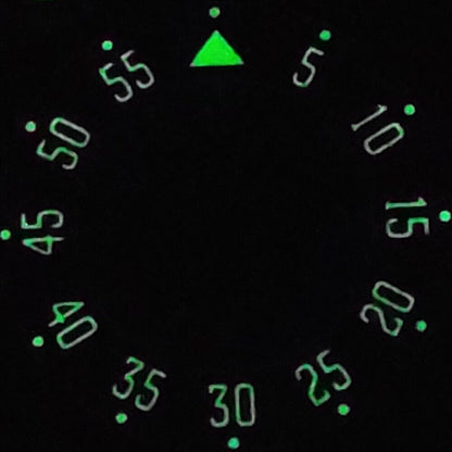 Green luminous 33.8mm pilot watch dial for NH35 movement, ideal for Black strap watch repairs.