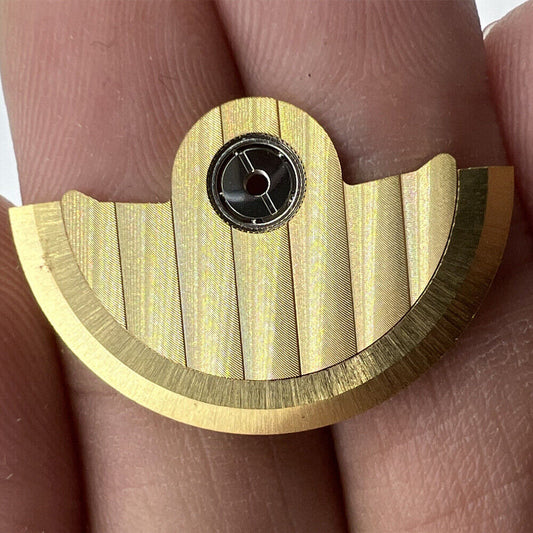Golden Line Wave carved rotor oscillating weight for Miyota NH35 NH36 watch movement, premium replacement part.