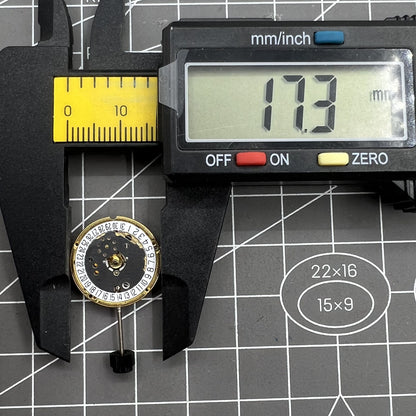 ETA F03.115 quartz watch movement with date at 6, 3 hands, precise Swiss-made craftsmanship for accessories.