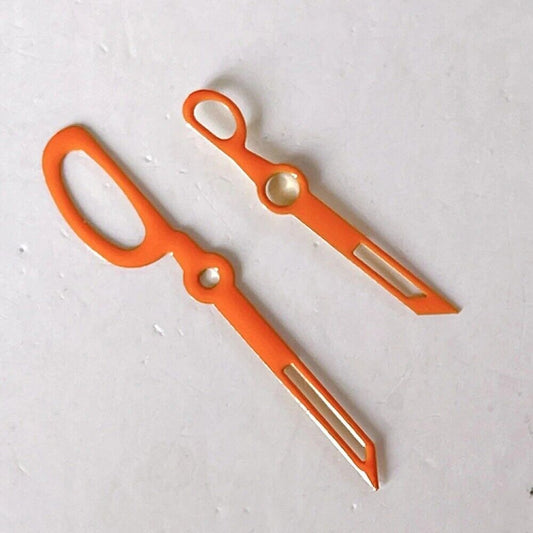 13 mm orangefarbene Uhrzeiger in Scherenform ohne Leuchtmasse, passend für NH35/NH36-Uhrwerk