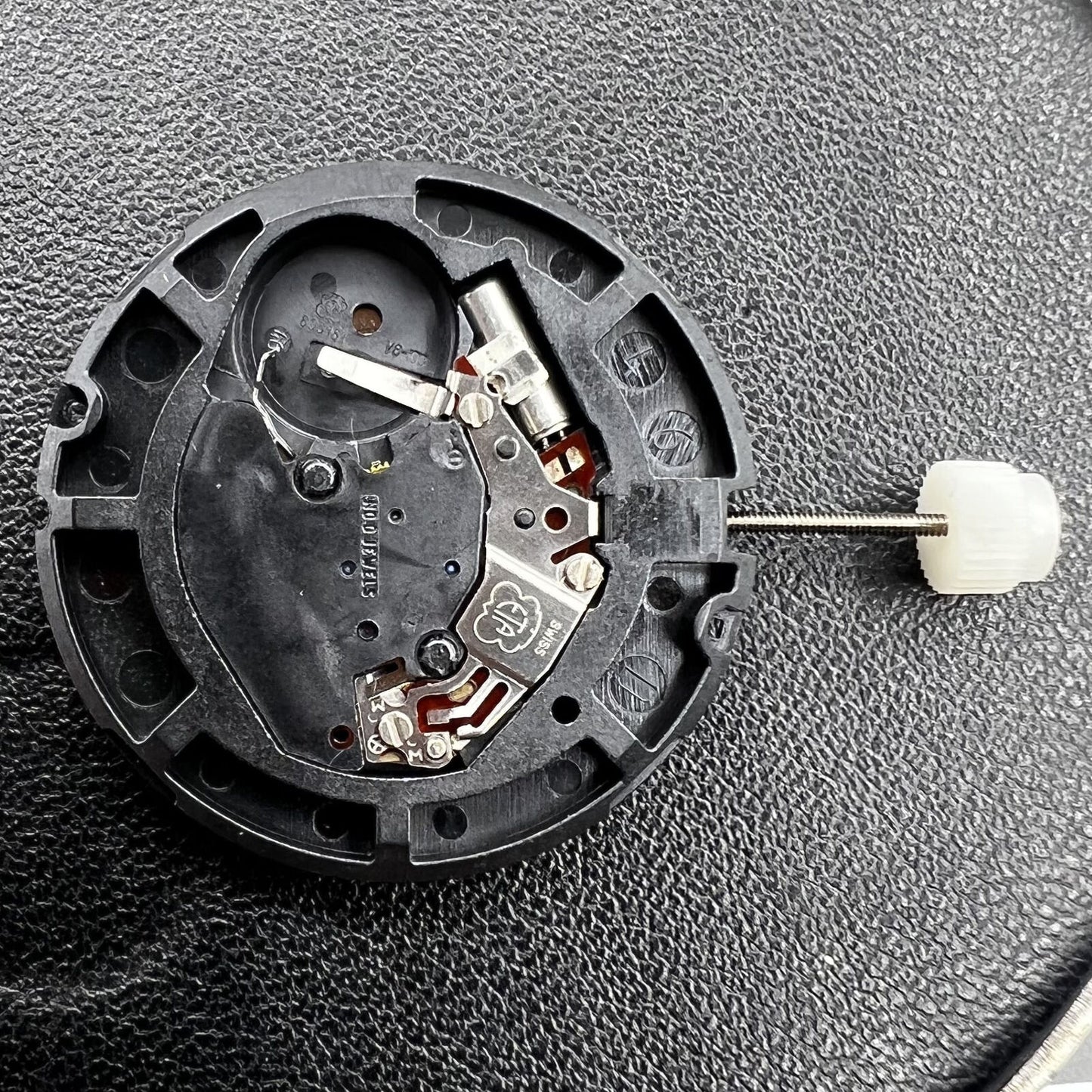 ETA 805.161 quartz watch movement close-up highlighting precise HCP height components by ETA.